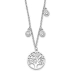 Sterling Silver Rhodium-plated CZ with Tree with Extension Necklace