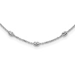 Sterling Silver Rhodium-plated Diamond-cut Beaded Station Necklace