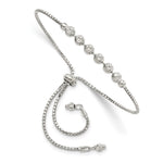 Sterling Silver Rhodium-plated Diamond-cut Beaded Adjustable Bolo Bracelet
