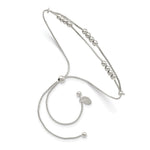 Sterling Silver Polished Beaded 2-Strand Adjustable Bolo Bracelet