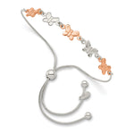 Sterling Silver Rose-tone Butterflies Adjustable Bolo Bracelet