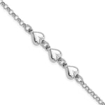 Sterling Silver Rhodium-plated Polished Triple Puffed Heart Bracelet