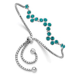 Sterling Silver Rhodium-plated Blue Zircon Wave Adjustable Bolo Bracelet