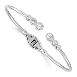 Sterling Silver Rhodium-plated Bezel CZ Hinged Bangle Cuff Bracelet