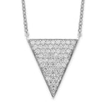 Sterling Silver Rhodium-plated Pave CZ Triangle Dangle Necklace