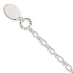 Sterling Silver Rhodium-plated Engravable 21x Oval Disc Cable Link Toggle Bracelet