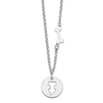 Sterling Silver Rhodium-plated Puppy and Bone with Extension Necklace