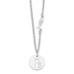 Sterling Silver Rhodium-plated Kitty and Fish with Extension Necklace