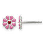 Sterling Silver Madi K Polished Pink & Red Enameled Flower Post Earrings