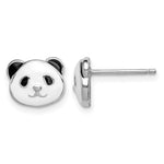 Sterling Silver Madi K Rhodium-plated Polished Black & White Enameled Panda Post Earrings