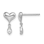 Sterling Silver Madi K Rhodium-plated Polished CZ Heart Post Dangle Earrings