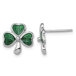 Sterling Silver Madi K Rhodium-plated Polished Green Enameled Shamrock Post Earrings