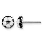 Sterling Silver Madi K Rhodium-plated Polished Enameled Black and White Soccer Ball Post Earrings