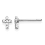 Madi K Sterling Silver Rhodium-plated CZ Cross Petite Post Earrings