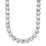 Sterling Silver Rhodium-plated Polished CZ Tennis Necklace