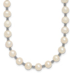 Sterling Silver Rhodium-plated 6- White Round Freshwater Cultured Pearl with Extension Necklace