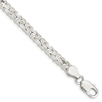 Sterling Silver Polished Back/Satin Diamond-cut Front Fancy Byzantine Bracelet