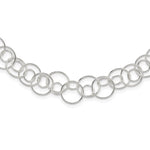 Sterling Silver Polished Fancy Double Circle Link Necklace
