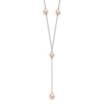 Sterling Silver Rhodium-plated 6- Pink Teardrop and Semi-Round Freshwater Cultured Pearl 6-Station Y-Drop Necklace