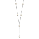 Sterling Silver Rhodium-plated 6- White Teardrop and Semi-Round Freshwater Cultured Pearl 6-Station Y-Drop Necklace