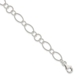 Sterling Silver Polished Textured Fancy Link Bracelet