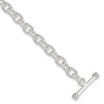 Sterling Silver Polished Fancy Cable Link Toggle Bracelet