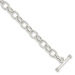 Sterling Silver Polished Solid Fancy Cable Link Toggle Bracelet