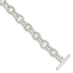 Sterling Silver Polished Twisted Fancy Link Toggle Bracelet