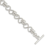 Sterling Silver Polished Fancy Link Toggle Bracelet