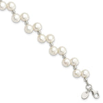 Sterling Silver White Button Freshwater Cultured Pearl Bracelet