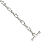Sterling Silver Polished Paperclip Link Toggle Bracelet