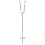 Sterling Silver Polished Beaded Rosary Necklace