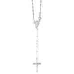 Sterling Silver Polished Bead Rosary Necklace