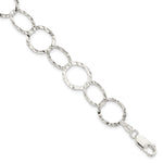 Sterling Silver Polished Hammered Circle Link Bracelet