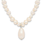 Sterling Silver Baroque and Rice Freshwater Cultured Pearl Drop with Extension Necklace