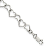 Sterling Silver Polished Fancy Heart Link Bracelet