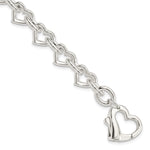 Sterling Silver Polished Fancy Heart Link Bracelet