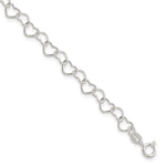 Sterling Silver Polished Fancy Heart Link Bracelet