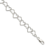 Sterling Silver Polished Fancy Heart Link Bracelet