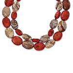 Sterling Silver Carnelian/Reconstituted Coral/Red Zebra Jasper 2-Strand Necklace