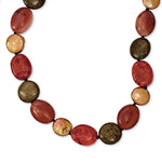 Sterling Silver Tiger Eye/Carnelian/Reconstituted Coral/Bronzite/Freshwater Cultured Pearl Necklace