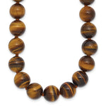10- Smooth Beaded Tiger Eye Necklace with Sterling Silver Rhodium-plated Clasp