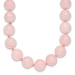 10- Smooth Beaded Rose Quartz Necklace with Sterling Silver Rhodium-plated Clasp