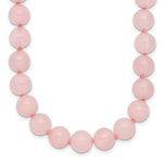 8- Smooth Beaded Rose Quartz Necklace with Sterling Silver Rhodium-plated Clasp