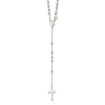 Sterling Silver Polished Beaded Rosary Necklace