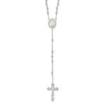 Sterling Silver Polished Beaded Rosary Necklace