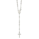 Sterling Silver Polished Beaded Rosary Necklace