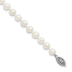 Sterling Silver Rhodium-plated 6- White Near-Round Freshwater Cultured Pearl Bracelet