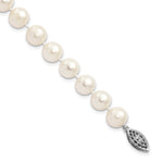Sterling Silver Rhodium-plated 8- White Near-Round Freshwater Cultured Pearl Bracelet