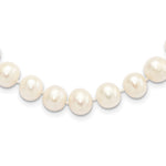 Sterling Silver Rhodium-plated 9- White Near-Round Freshwater Cultured Pearl Necklace